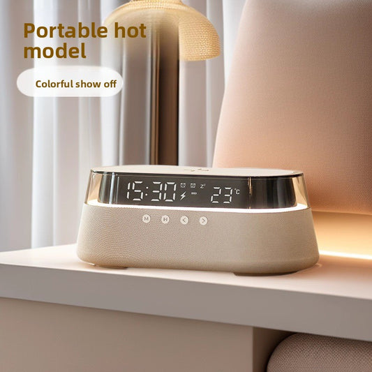 Retro Bluetooth Speaker with Wireless Charging Alarm Clock and FM Radio