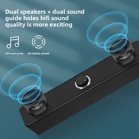 Compact USB Bluetooth Soundbar with Dual Speakers and IPX7 Waterproof