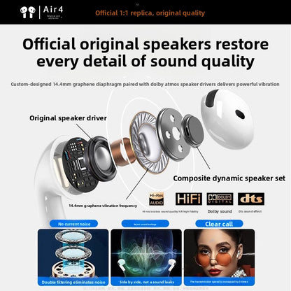 Half In-Ear Bluetooth Headphones with Wireless Charging and Noise Cancellation