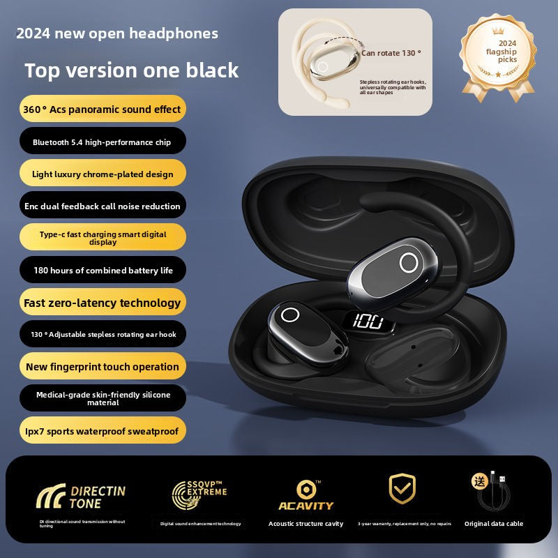 Bluetooth Noise Reduction Ear-Mounted Headset with Digital Display