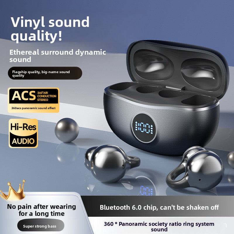 Bone Conduction Ear Clip Bluetooth Headphones with Digital Display