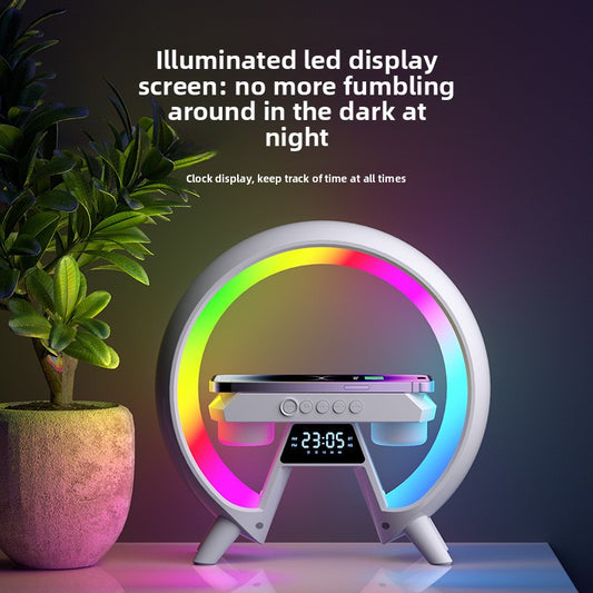 Multifunction Wireless Charging Bluetooth Speaker with Clock and Night Light