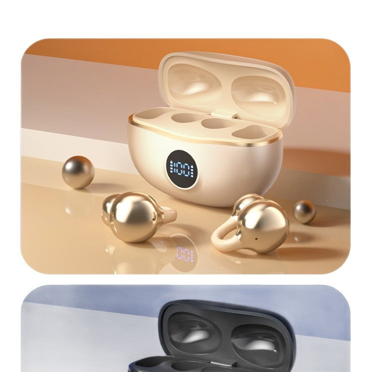 Bone Conduction Ear Clip Bluetooth Headphones with Digital Display