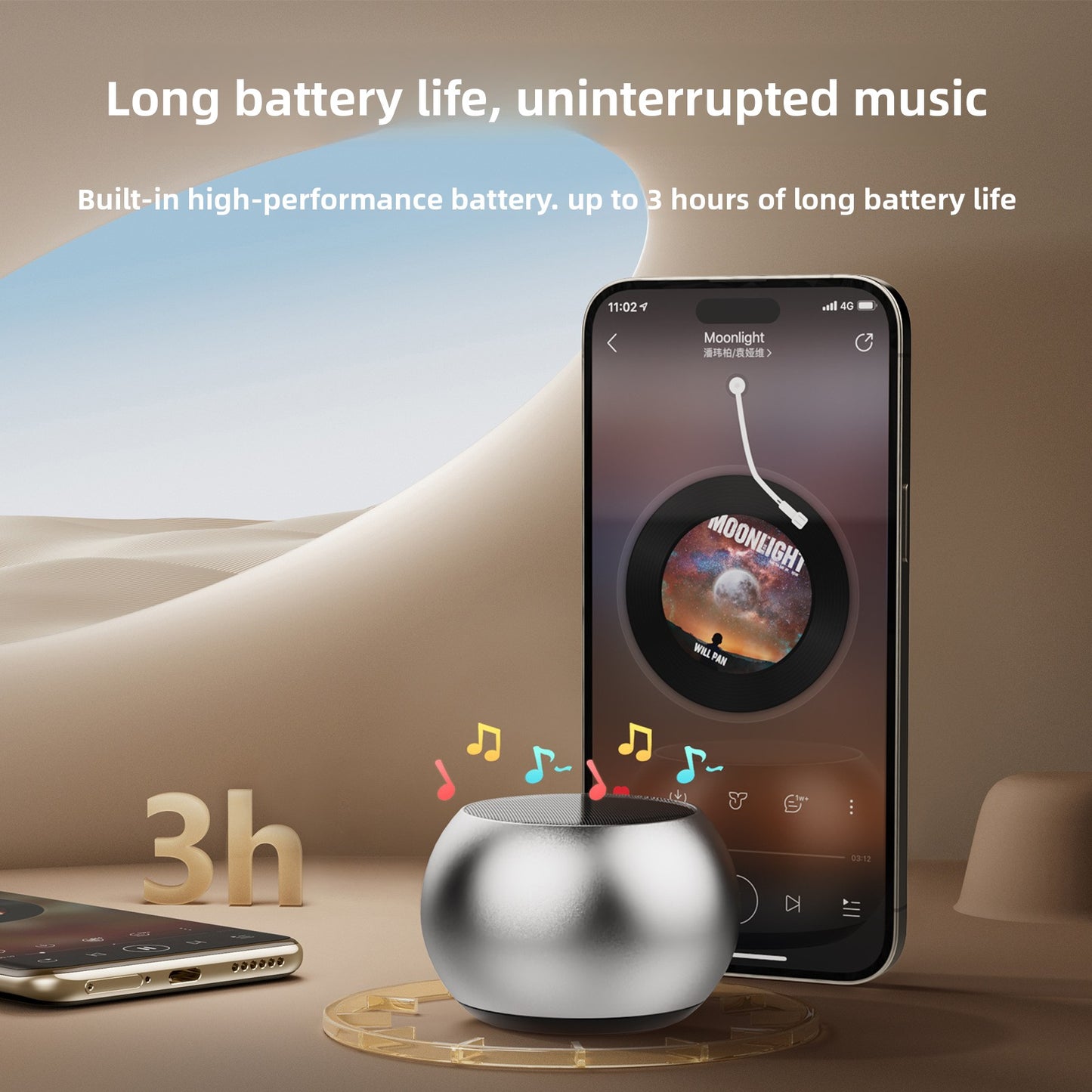 Mini Portable Bluetooth Speaker with TWS Stereo and 5W Sound Output