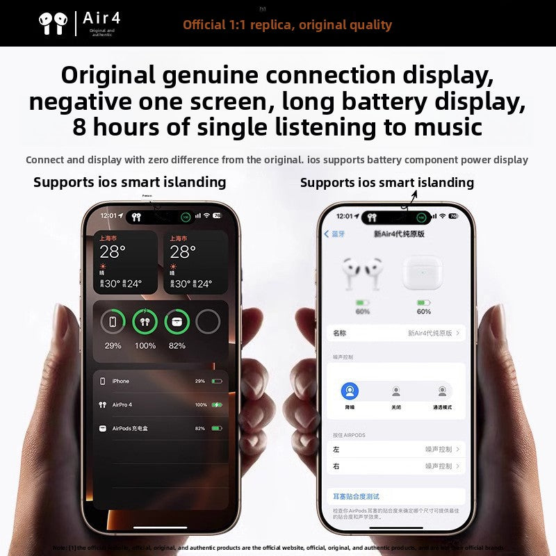 Half In-Ear Bluetooth Headphones with Wireless Charging and Noise Cancellation