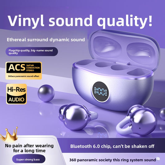 Bone Conduction Ear Clip Bluetooth Headphones with Digital Display