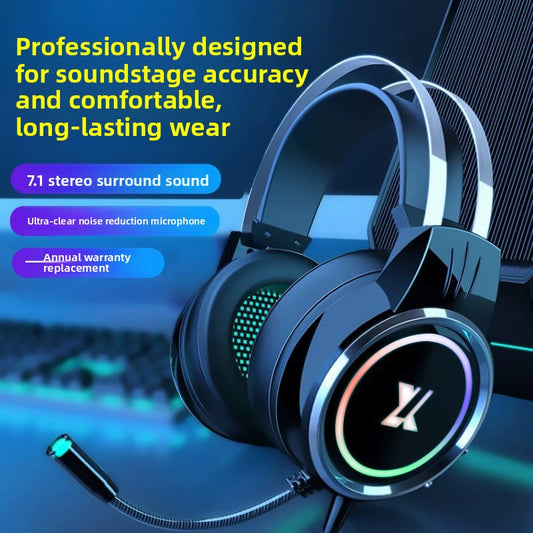 Wired Gaming Headset with 7.1 Surround Sound and RGB Lighting